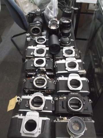 CAMERA SPARES : CAMERAS AND LENSES ETC FOR SPARES ONLY ( PENTAX / OLYMPUS / KONICA / CANON / RICOH )